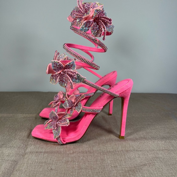 Glamorous Pink Floral Heels - Picture 2 of 8